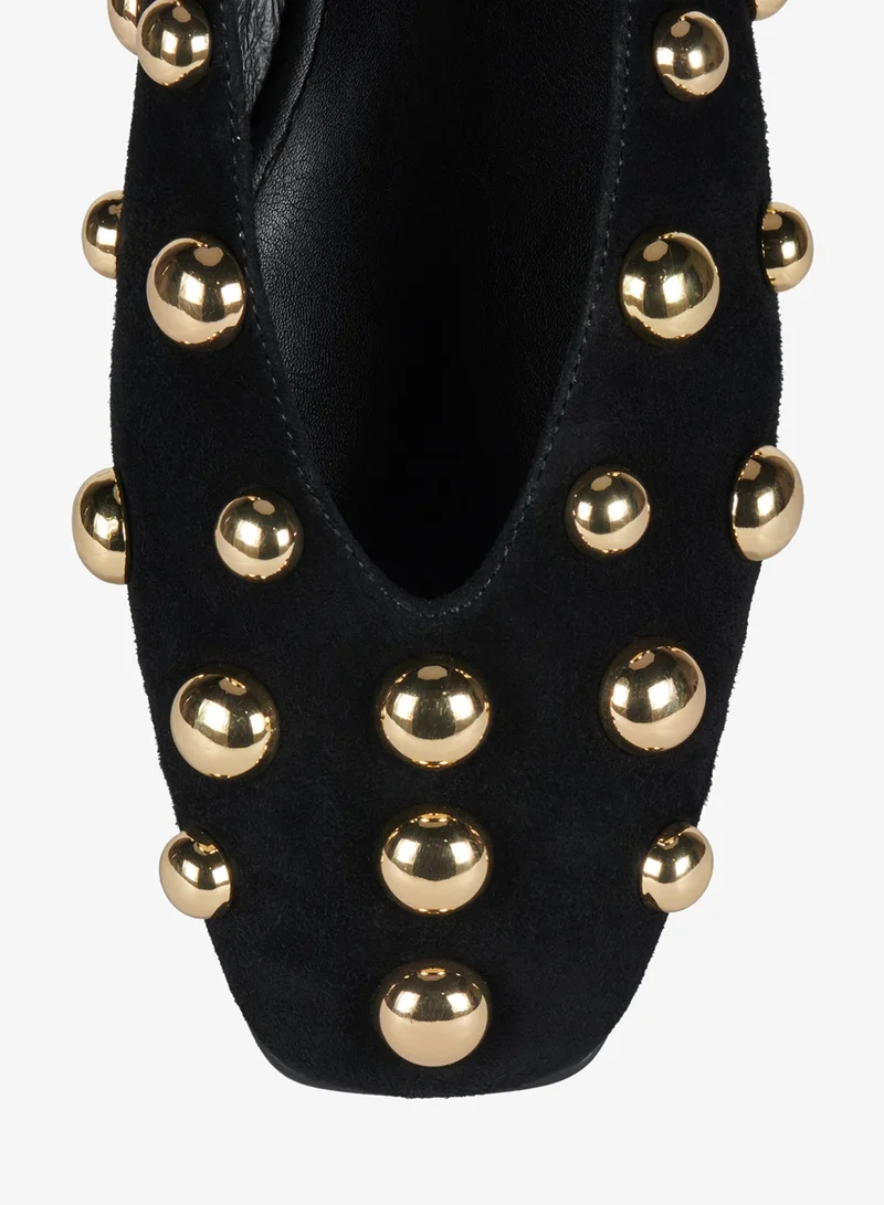 Jeffrey Campbell Black Suede Gold Fathom St Suede Ballerinas for Women | Best Price UAE