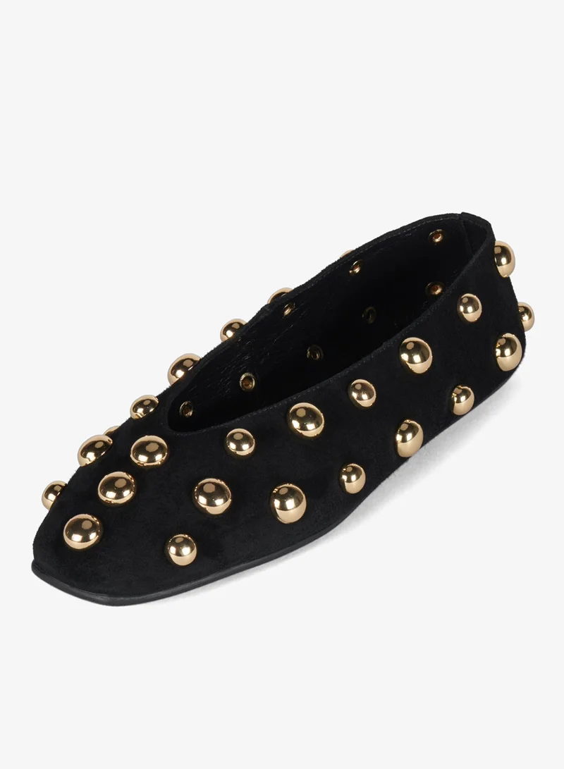 Jeffrey Campbell Black Suede Gold Fathom St Suede Ballerinas for Women | Best Price UAE