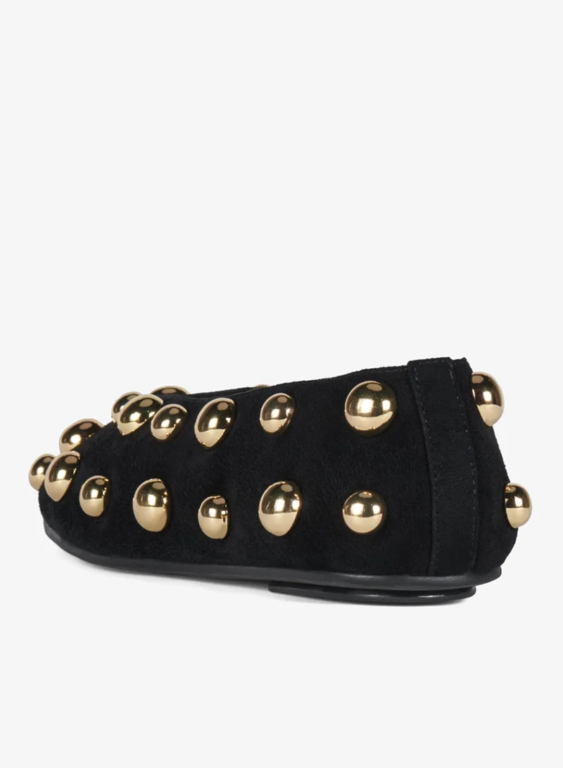 Jeffrey Campbell Black Suede Gold Fathom St Suede Ballerinas for Women | Best Price UAE