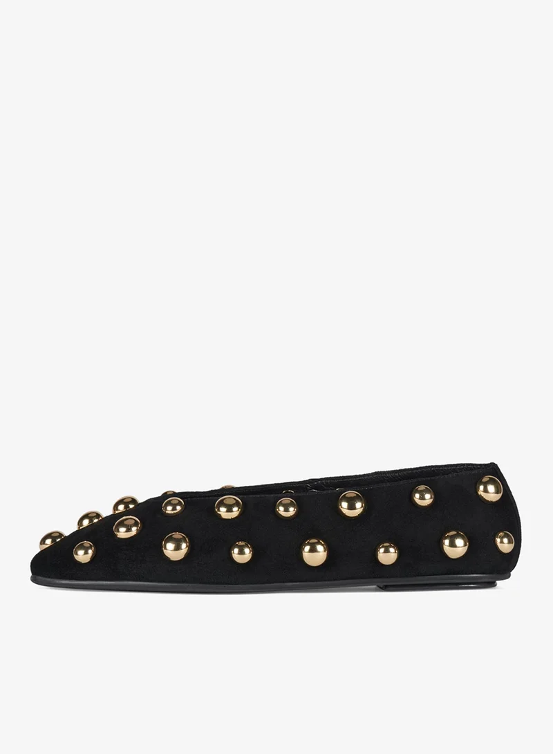 Jeffrey Campbell Black Suede Gold Fathom St Suede Ballerinas for Women | Best Price UAE