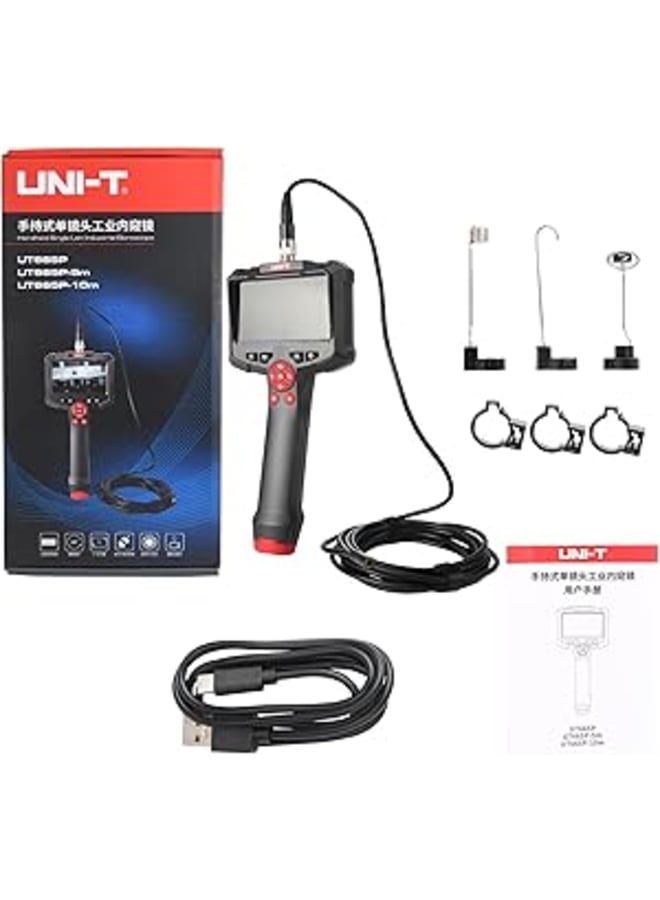 UNI-T UT665 Handheld Industrial Endoscope Single Lens 4.3" HD Screen 8 LED Lights Borescopes 70° FOV Industrial Endoscope Camera ﻿ (UT665P-5M)