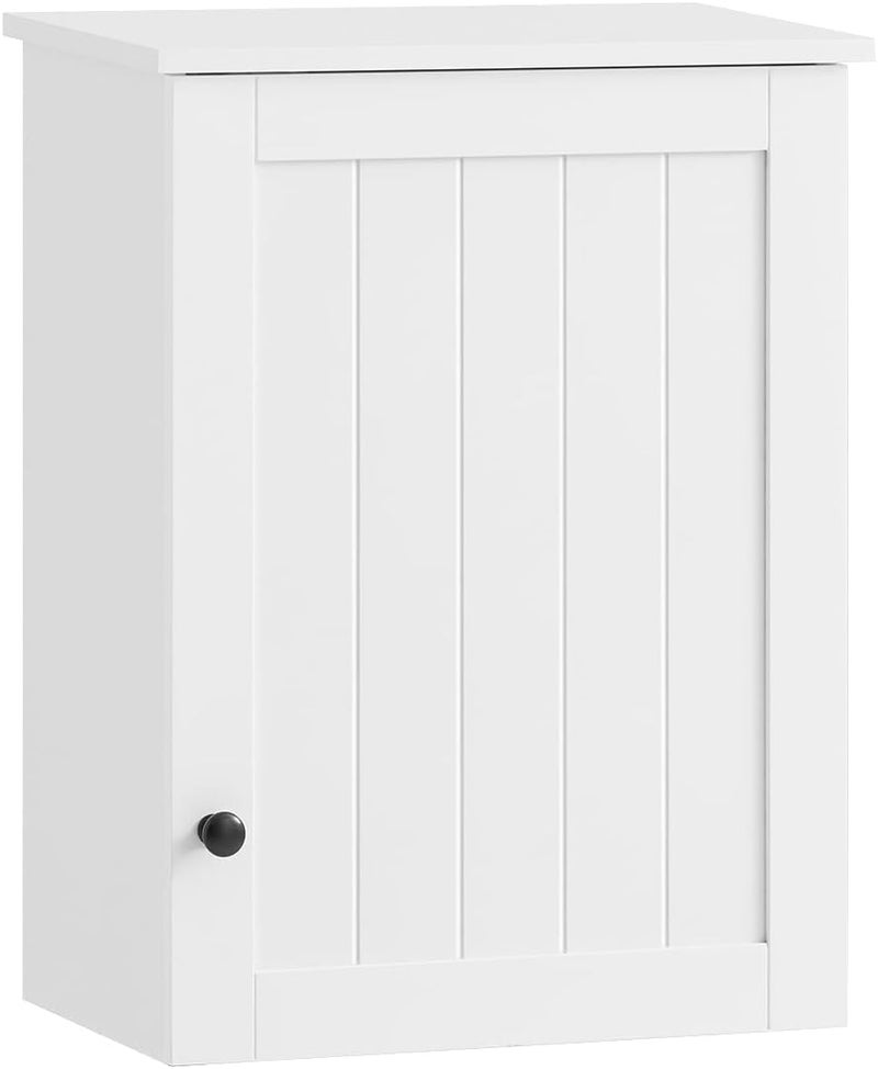 سو باي خزائن SoBuy دولاب حمام خزانة حمام مثبتة على الحائط مع باب واحد، خزائن صغيرة منظم خزانة تخزين خشبية للمطبخ والحمام، 40x23x52 سم، BZR19-W - Image 1