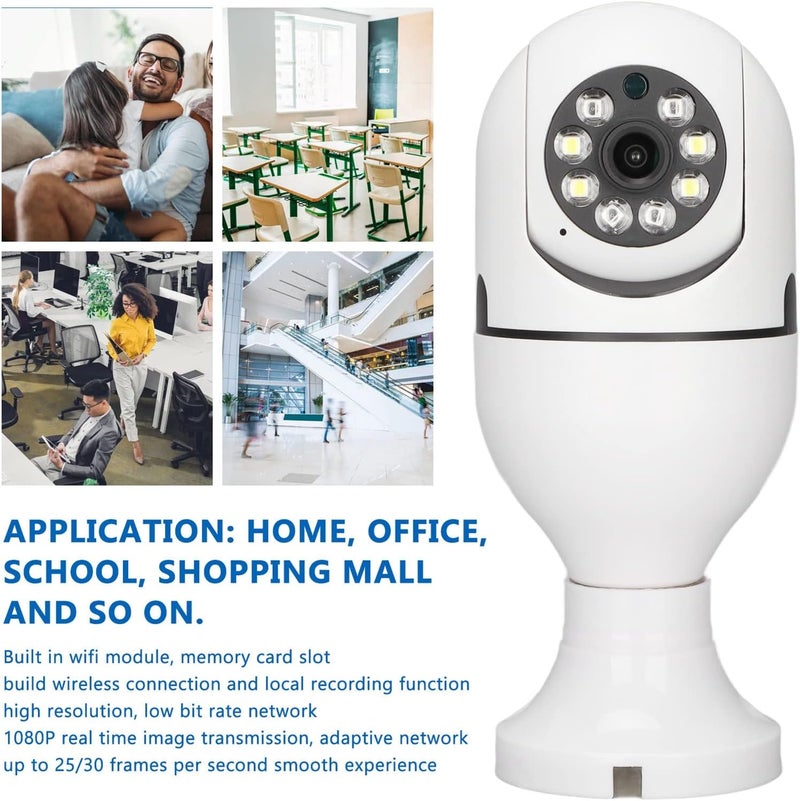 Generic Security Light Bulb Camera – 360° Auto Tracking Surveillance – 1080p HD Video, 5G Dual-Band WiFi, Smart Motion Detection, Night Vision Protection, Outdoor Indoor Use  - Image 5