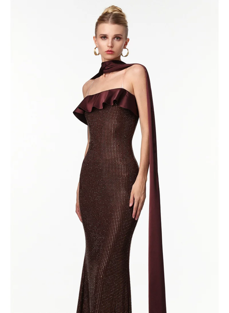 Bella Barnett Zainab Elegant Contour Rhinestone Knit Maxi Dress