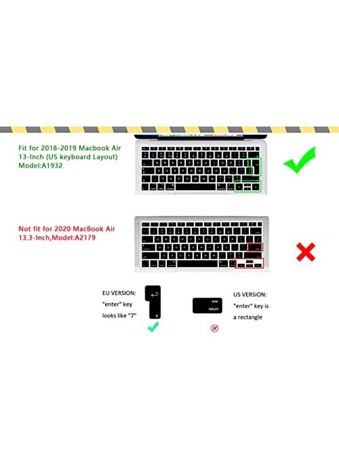 HRH French Language Silicone Keyboard Cover Skin for MacBook Newest Air 13 Inch 2018 Release A1932 with Retina Display and Touch ID,European Layout [AZERTY] - Image 2