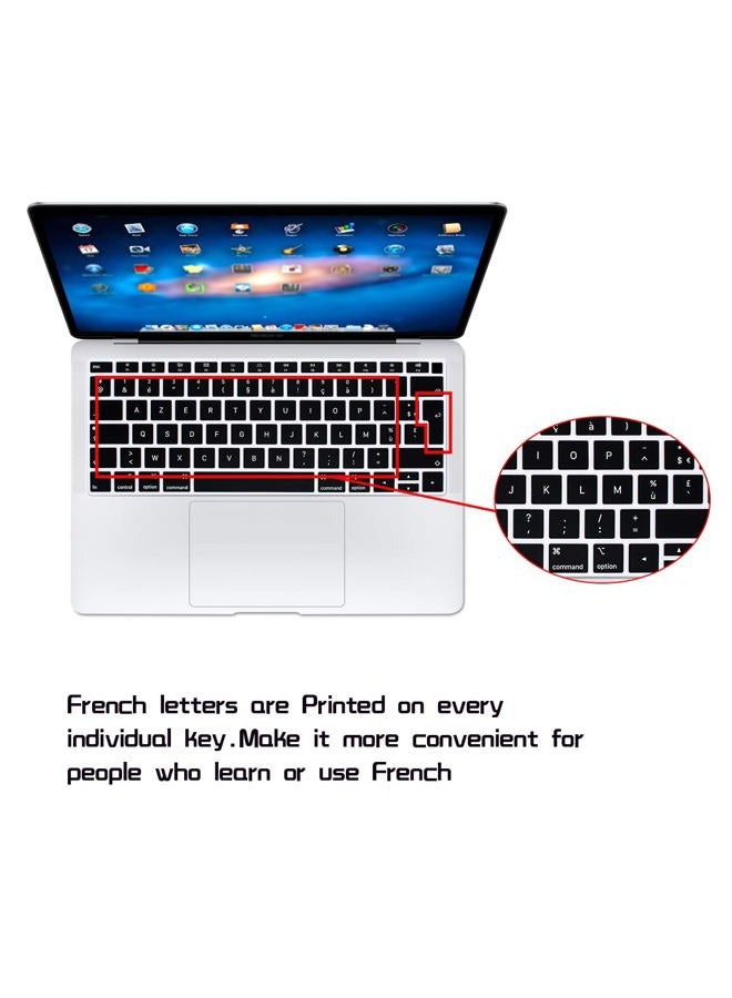 HRH French Language Silicone Keyboard Cover Skin for MacBook Newest Air 13 Inch 2018 Release A1932 with Retina Display and Touch ID,European Layout [AZERTY] - Image 3