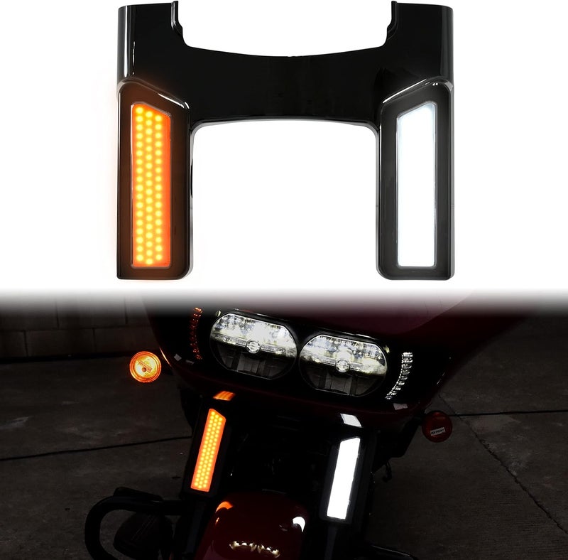 VEISUTOR Front Fork LED Turn Signal Lights for Harley Road Glide - Image 1