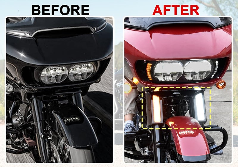 VEISUTOR Front Fork LED Turn Signal Lights for Harley Road Glide - Image 3