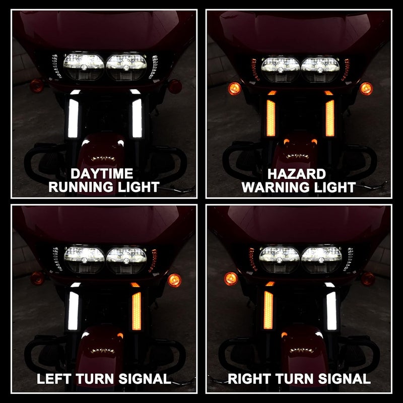 VEISUTOR Front Fork LED Turn Signal Lights for Harley Road Glide - Image 2
