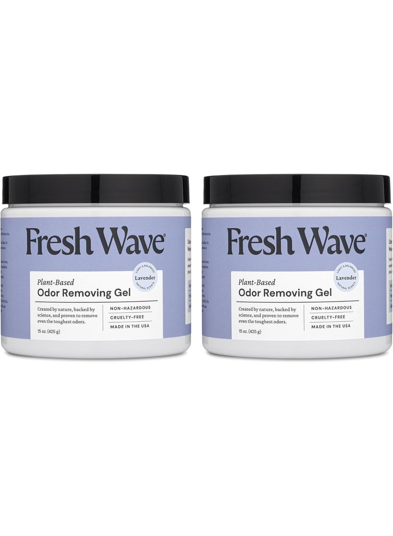 Fresh Wave جل إزالة الروائح العطرية من فريش ويف، 15 أونصة، عبوة من 2 - ماصات روائح أكثر أمانًا للمنزل، مزيل روائح طبيعي قائم على النباتات، كل 15 أونصة تدوم 30-60 يومًا، للطهي، القمامة والحيوانات الأليفة - Image 1