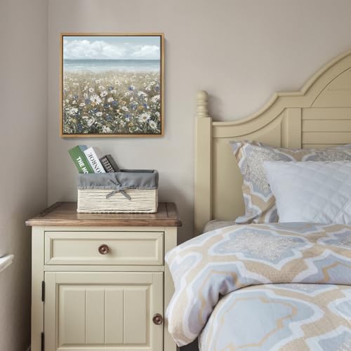 amatop Framed Wall Art Bathroom Décor Boho Beach Coastal Vintage Floral Wall Picture Flower Daisy Flowers by Sea Canvas Print Nautical Small Artwork For Home Farmhouse Living Room Bedroom Office - Image 5