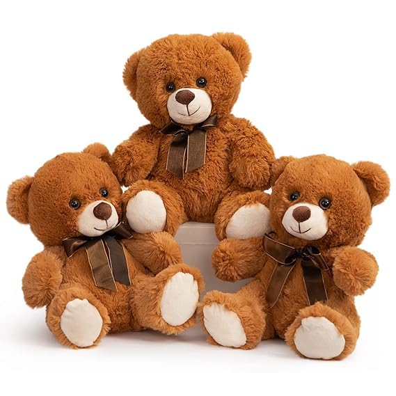 Tinytotem Brown Ribbon Teddy Soft Toy for Kids Stuffed Animal Plush Soft Doll Teddy Bear Gift for Baby Girl Toddlers Girls plushie Plushies Gifts for Girlfriend (27cm) - Image 1