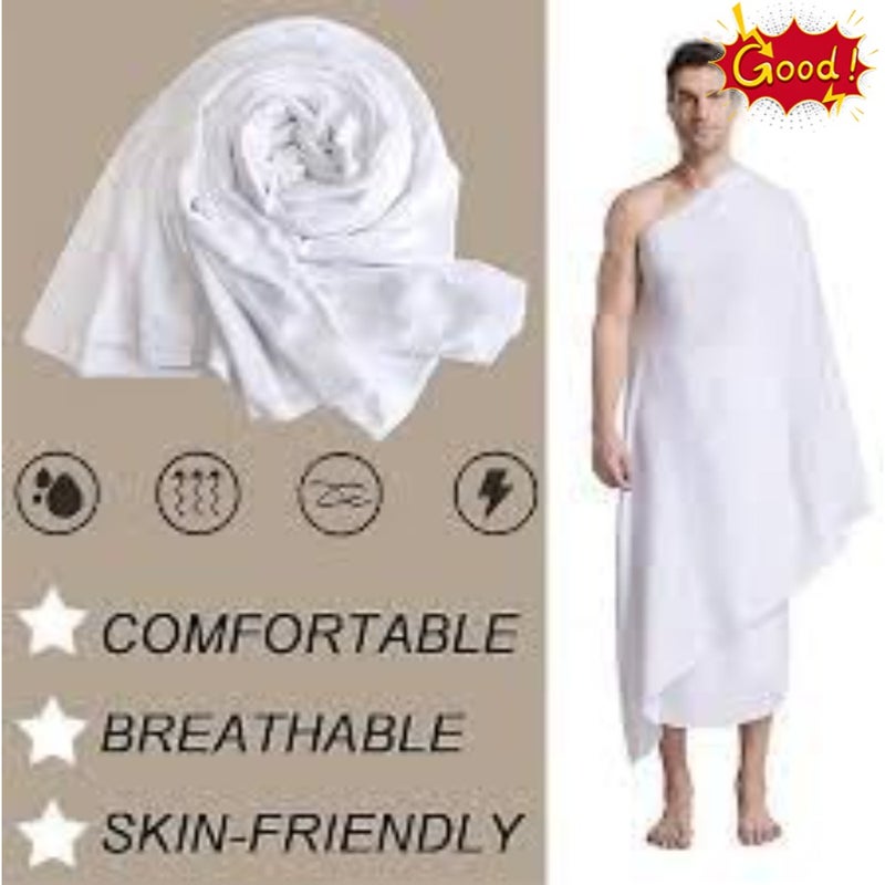 ROYAL AHRAM Mens Hajj Umrah Wearing 100% hygienic Cotton Towel Clothing Set With Waterproof Ahrams Belt ihram ehram 2Pcs Towels top and Bottom 43X84 inch New Dry Fast Microfiber Woven Technology. - Image 4