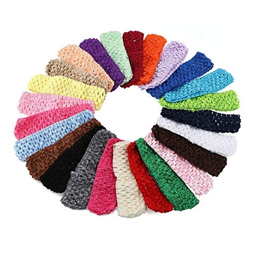JDYYICZ Colourful Crochet Elastic Headbands Hair Accessories，Stretch Hair Bands DIY Head Bows and Flower Accessories in 25 colors - Image 1