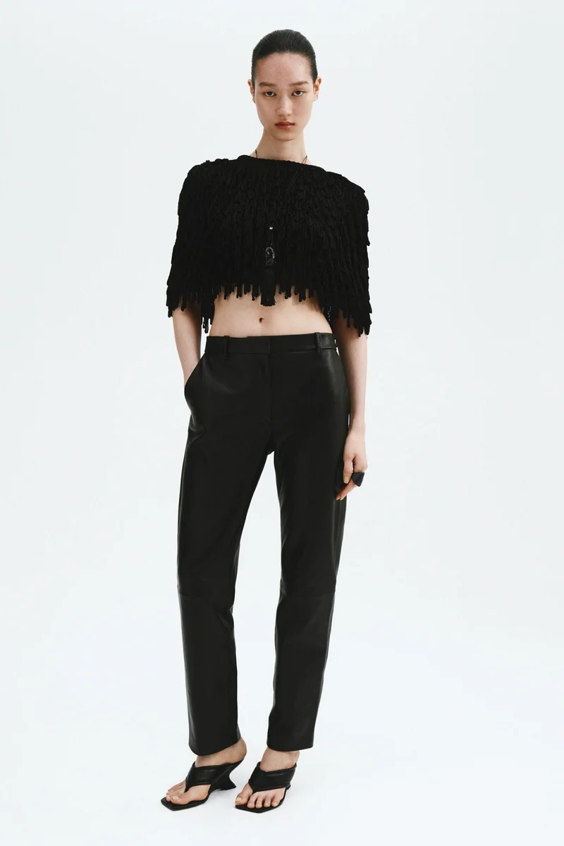 H&M Fringed rib-knit cape