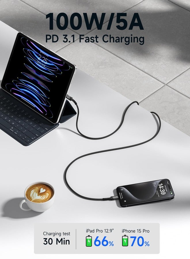 JSAUX USB C to USB C Cable 100W [2 Pack 2M], Type C Cable QC 4.0/PD 5A Type C Fast Charging Cord Compatible with iPhone iPhone 17 Air Pro Max/16 15 Series, MacBook Pro/Air, iPad, Galaxy S23 S22 -Blue - Image 2