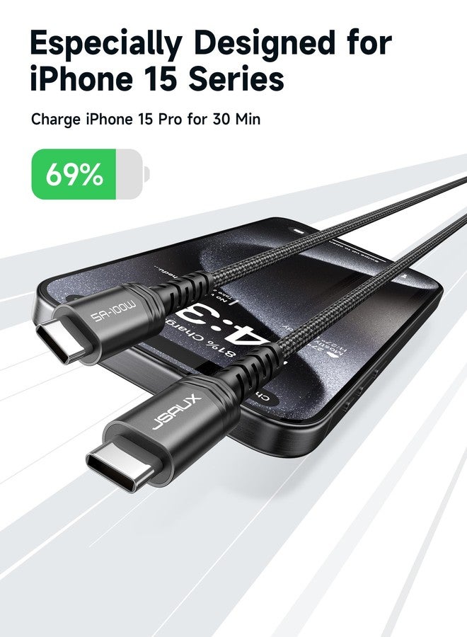 JSAUX USB C to USB C Cable 100W [2 Pack 2M], Type C Cable QC 4.0/PD 5A Type C Fast Charging Cord Compatible with iPhone iPhone 17 Air Pro Max/16 15 Series, MacBook Pro/Air, iPad, Galaxy S23 S22 -Blue - Image 4