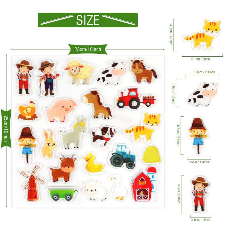 Tevxj Farm Animals Window Cling Window Thick Gel Clings Decals Stickers for Kids Toddlers and Adults Home Airplane Classroom Nursery Farm Party Supplies Decorations Removable and Reusable 23 PCS - Image 2
