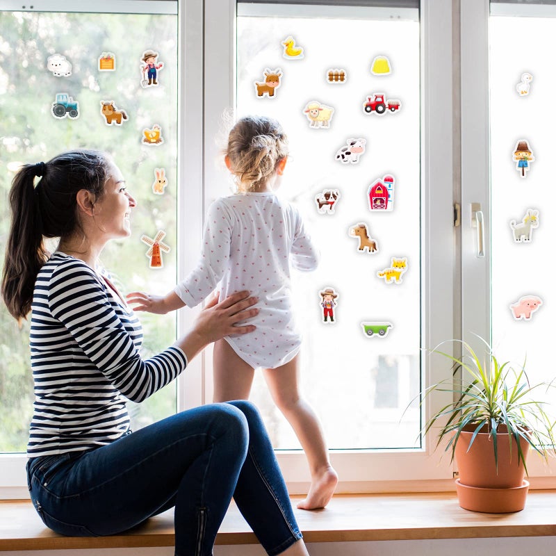 Tevxj Farm Animals Window Cling Window Thick Gel Clings Decals Stickers for Kids Toddlers and Adults Home Airplane Classroom Nursery Farm Party Supplies Decorations Removable and Reusable 23 PCS - Image 4