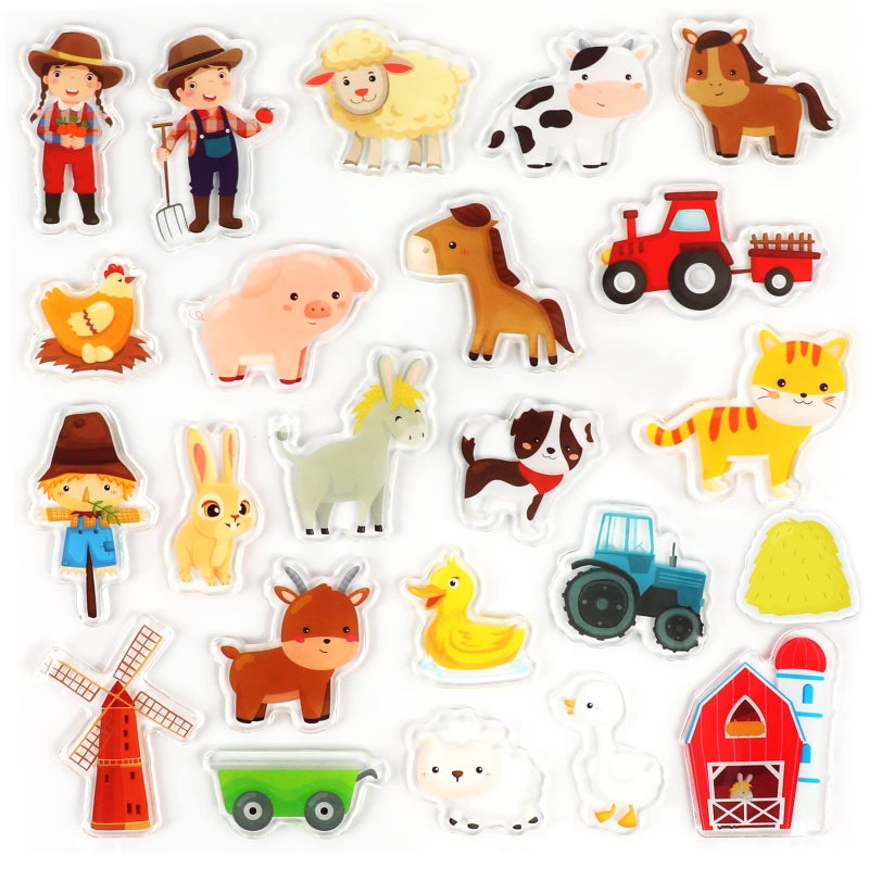 Tevxj Farm Animals Window Cling Window Thick Gel Clings Decals Stickers for Kids Toddlers and Adults Home Airplane Classroom Nursery Farm Party Supplies Decorations Removable and Reusable 23 PCS - Image 1