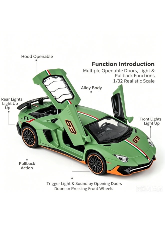 LAMBORGHINI High-Detail Alloy Car Model with Realistic Lighting & Sound Effects, 1:32 Scale Die-Cast Vehicle, Collectible Display Model for Adults & Kids - Image 3