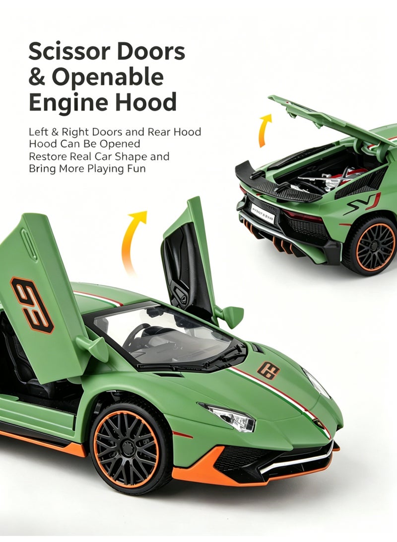 LAMBORGHINI High-Detail Alloy Car Model with Realistic Lighting & Sound Effects, 1:32 Scale Die-Cast Vehicle, Collectible Display Model for Adults & Kids - Image 4