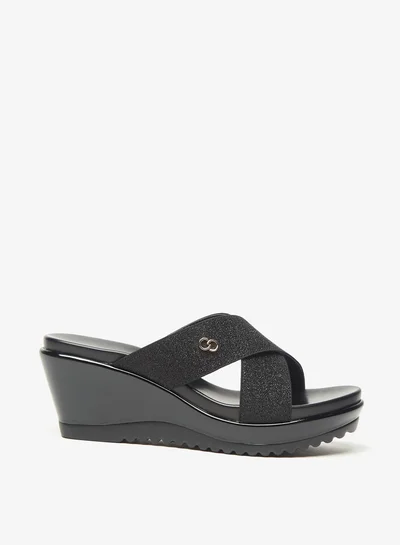 Celeste Women's Textured Slip-On Sandals with Wedge Heels