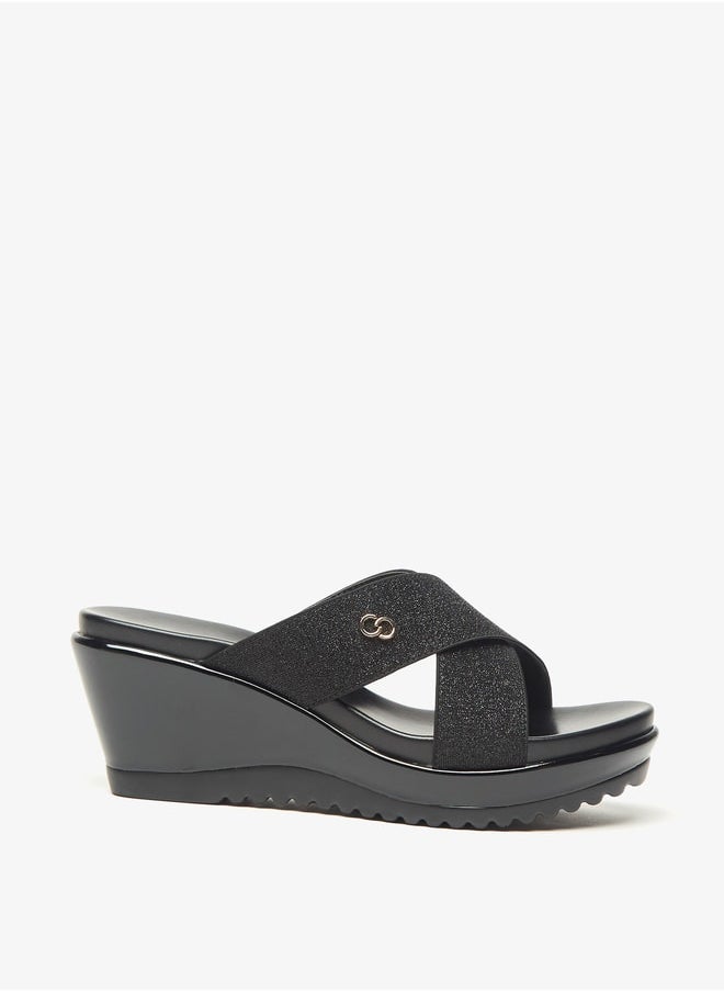 Celeste - Women's Textured Slip-On Sandals with Wedge Heels - Image 1