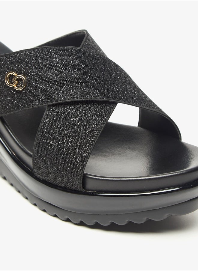 Celeste - Women's Textured Slip-On Sandals with Wedge Heels - Image 1