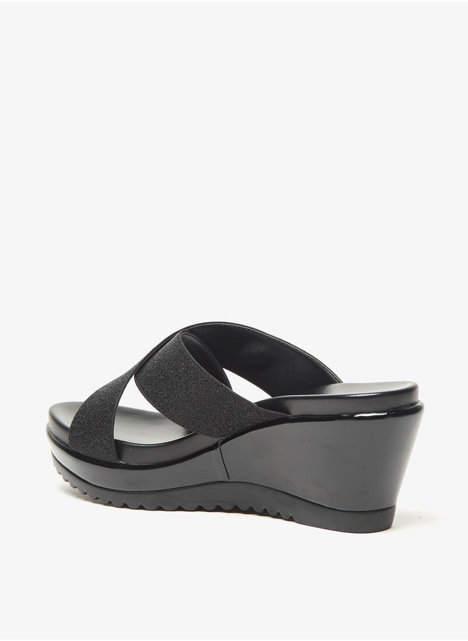 Celeste - Women's Textured Slip-On Sandals with Wedge Heels - Image 1