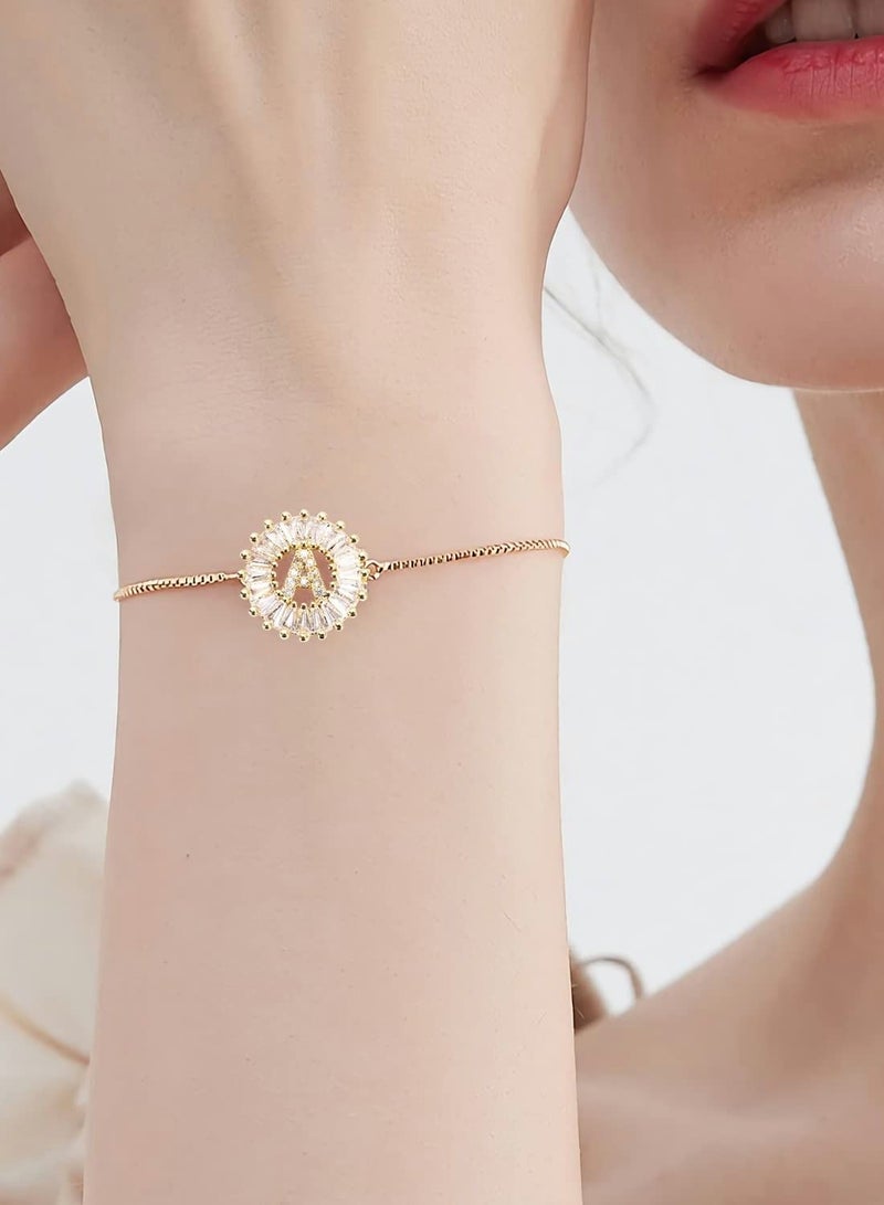 Excefore Gold Bracelets for Women, Adjustable Initial Letter Bracelet Gold Plated Bracelet with Zircon Exquisite Bracelets Gift for Women Girls - Image 5