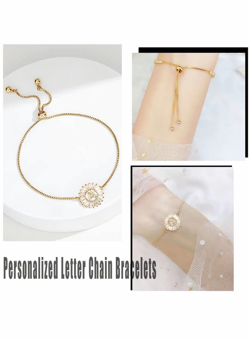 Excefore Gold Bracelets for Women, Adjustable Initial Letter Bracelet Gold Plated Bracelet with Zircon Exquisite Bracelets Gift for Women Girls - Image 3