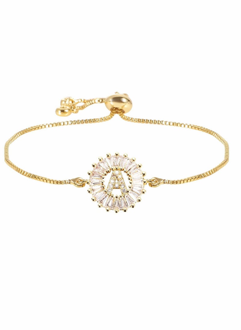 Excefore Gold Bracelets for Women, Adjustable Initial Letter Bracelet Gold Plated Bracelet with Zircon Exquisite Bracelets Gift for Women Girls - Image 1