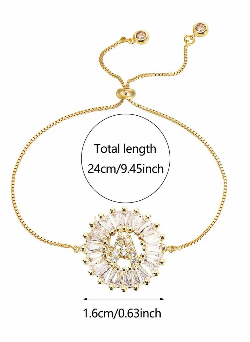 Excefore Gold Bracelets for Women, Adjustable Initial Letter Bracelet Gold Plated Bracelet with Zircon Exquisite Bracelets Gift for Women Girls - Image 4