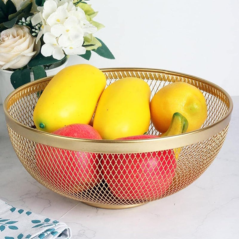 Kuber Industries Pack of 4 Stainless Steel Mesh Fruit Basket For Dining Table | Multipurpose & Easy-to-Clean Veg Basket For Kitchen - Perfect For Office, Home & Restaurant |HW-14-GD | Gold - Image 2