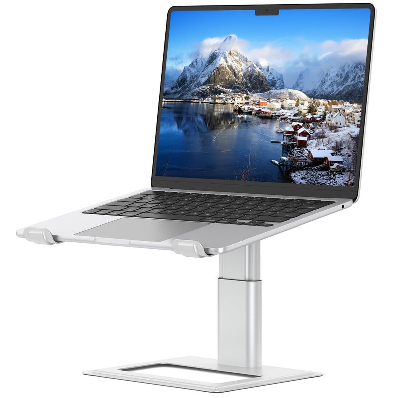 SOUNDANCE Adjustable Laptop Stand for Desk, Computer Stand, Ergonomic Laptop Riser Holder Compatible with 10 to 17.3 Inches Notebook PC Computer, Aluminum Silver - Image 1