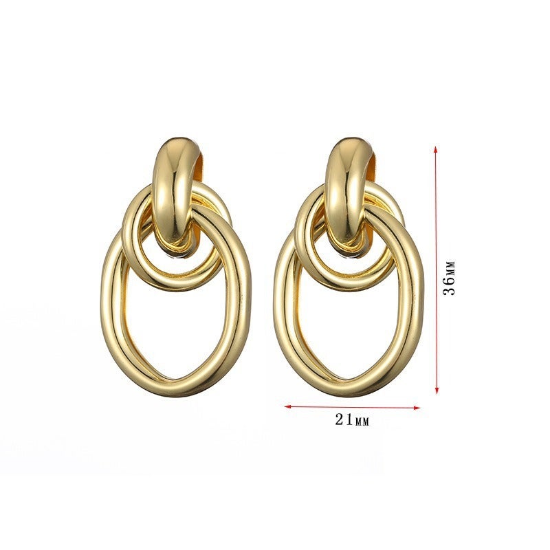 Geometric C-Shape Gold Earrings for Women - Minimalist Luxury Design, Stainless Steel, Trendy Statement Jewelry