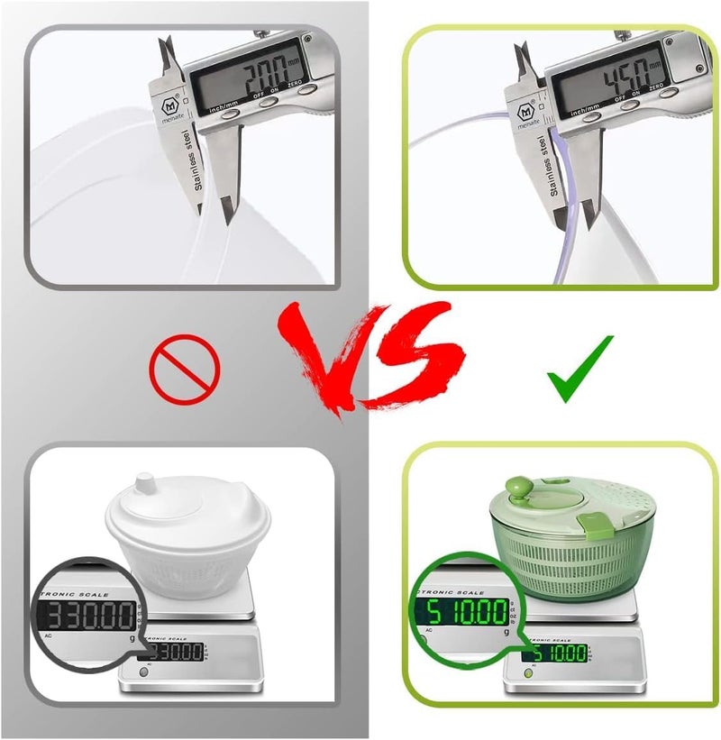 KAEASOUS Salad Spinner Green Large,4.2L Lettuce Spinner With Lid Lock & Rotary Handle, Lettuce Dryer Spinner Quick Dry, BPA Free,Fruit Washer,Easy for Salads and Faster Food Prep - Image 3