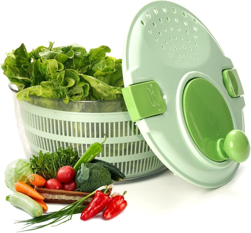 KAEASOUS Salad Spinner Green Large,4.2L Lettuce Spinner With Lid Lock & Rotary Handle, Lettuce Dryer Spinner Quick Dry, BPA Free,Fruit Washer,Easy for Salads and Faster Food Prep - Image 1