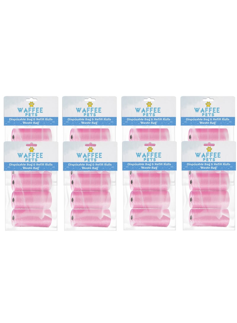 Waffee Waffee Pet Dog Waste Bags, Poo Bags, Pack of 24 Rolls (480 Bags)-Pink  - Image 1