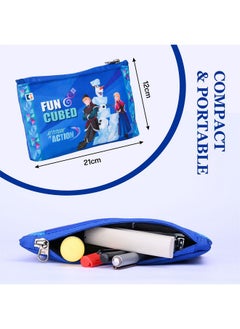 Kuber Industries Kuber Industries Pack of 4 Pencil Pouch | Square Stationary Pouch | Pen-Pencil Box for Kids | School Geometry Pouch | Pencil Utility Bag | Zipper Pencil Organizer | Royal Blue & Blue  - Image 3