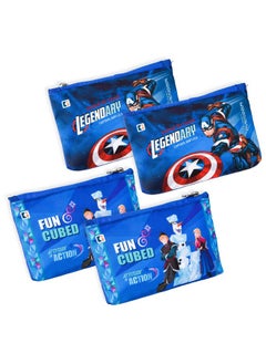 Kuber Industries Kuber Industries Pack of 4 Pencil Pouch | Square Stationary Pouch | Pen-Pencil Box for Kids | School Geometry Pouch | Pencil Utility Bag | Zipper Pencil Organizer | Royal Blue & Blue  - Image 1