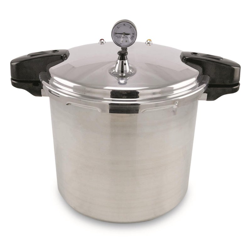 NESCO 24 Quart Manual Pressure Canner Pressure Cooker with pressure guage locking lid and removing canning rack