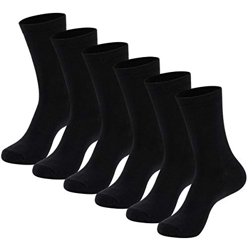 MAGIARTE Mens Dress Socks Soft Cotton Crew Socks Black Socks for Men 6-Pack (Black, L) - Image 1