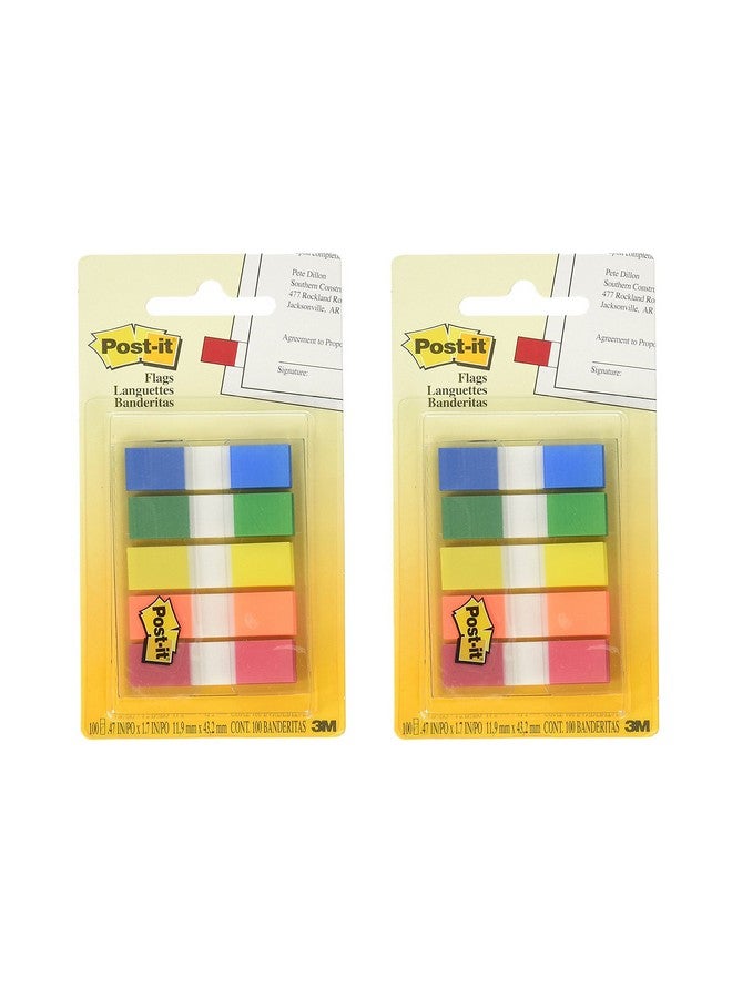 Post-it Set Of 2 Postit Flags Assorted Primary Colors 1/2 In Wide 100/Onthego Dispenser Bundled By Maven Gifts - Image 1