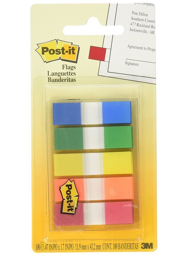 Post-it Set Of 2 Postit Flags Assorted Primary Colors 1/2 In Wide 100/Onthego Dispenser Bundled By Maven Gifts - Image 2
