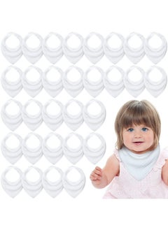 Giegxin 30 Pcs Muslin Baby Bibs White Bandana Drool Unisex Girls Boys Triangle Bibs Soft Absorbent Solid Colors Adjustable Newborn Bibs Set For Baby Infants Toddlers Teething Drooling Feeding  - Image 1