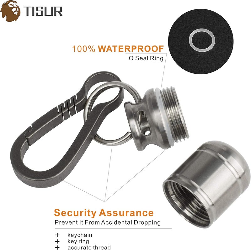 TISUR Micro Keychain Pill Holder. Titanium Pill Case Waterproof Pill Fob for Emergency Aspirin & Nitroglycerin for Travel Purse Pocket (Micro Gas Tank) - Image 3