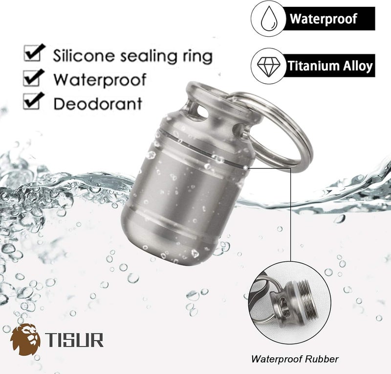 TISUR Micro Keychain Pill Holder. Titanium Pill Case Waterproof Pill Fob for Emergency Aspirin & Nitroglycerin for Travel Purse Pocket (Micro Gas Tank) - Image 4
