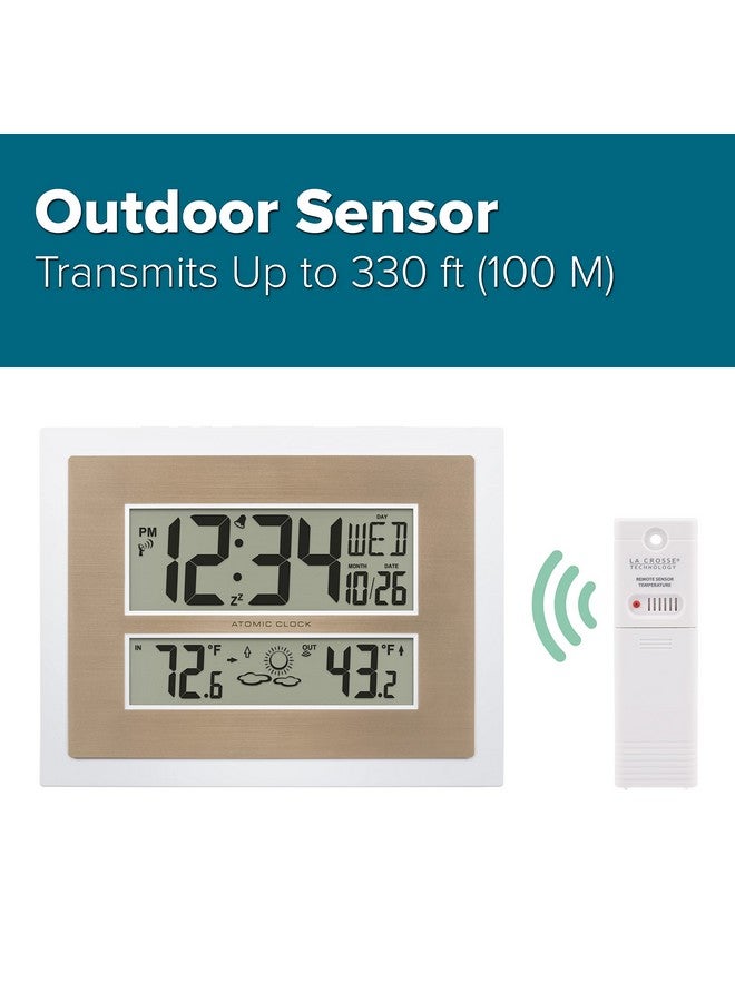 La Crosse Technology 512-14937-INT Atomic Digital Wall Clock with Temperature & Forecast in White/Champagne - Image 3